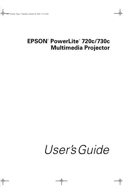 Epson PowerLite 720c/730c Multimedia Projector User's Guide