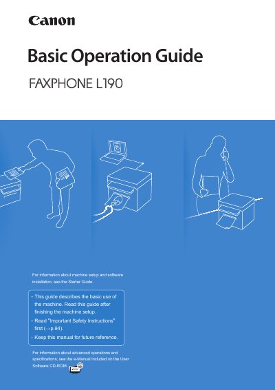 Canon FAXPHONE L190 Basic Operation Guide - cover page
