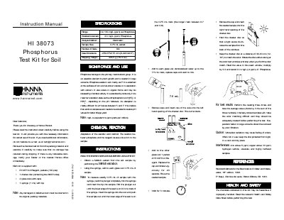 Hanna Instruments HI 38073 Soil Phosphorus Test Kit Instruction Manual - cover page