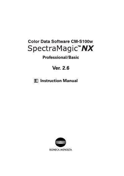 Konica Minolta CM-S100w Color Data Software Instruction Manual - cover page