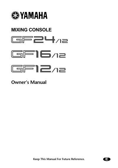 Yamaha GF24/12, GF16/12, GF12/12 Owner's Manual - cover page
