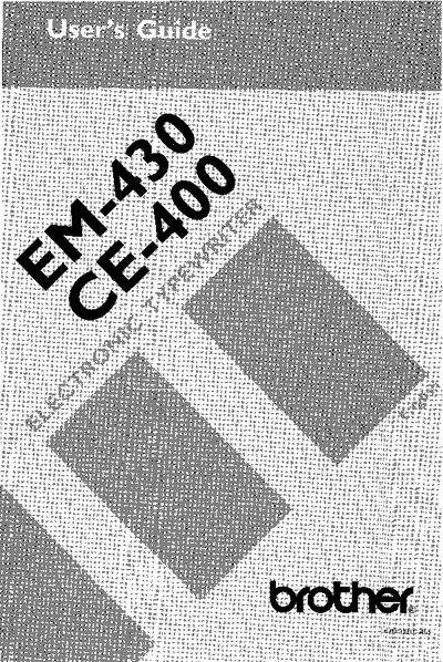 Brother EM-430/CE-400 Electronic Typewriter User Manual - cover page
