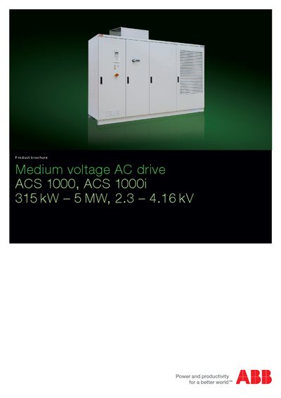 ABB Medium voltage AC drive ACS 1000 ACS 1000i 315 kW 5 MW 2.3 4.16 kV Manual - cover page