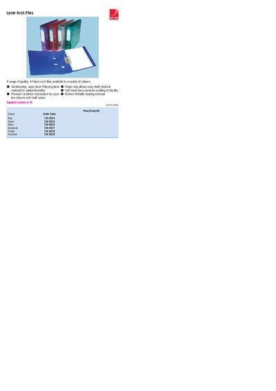 ACCO Lever Arch Files Datasheet - cover page