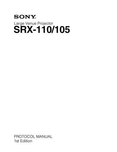 Sony SRX-110/105 Large Venue Projector Protocol Manual - cover page