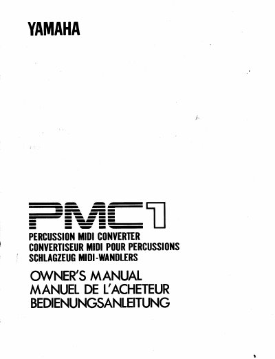 Yamaha PMC1 Percussion MIDI Converter Owner's Manual - cover page