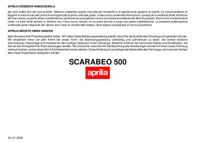 aprilia 854048 Scarabeo 500 MY 2008 I-D Manual - cover page