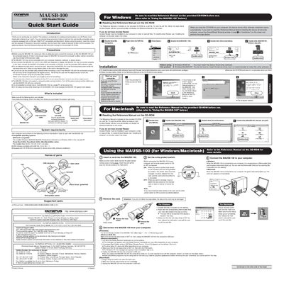 Olympus MAUSB-100 USB Reader/Writer Quick Start Guide - cover page