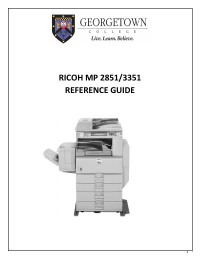Ricoh MP 2851/3351 Reference Guide - cover page