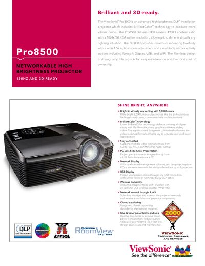 ViewSonic Pro8500 Projector User Manual - cover page