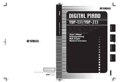 Yamaha YDP-131/YDP-213 Digital Piano Owner's Manual - cover page
