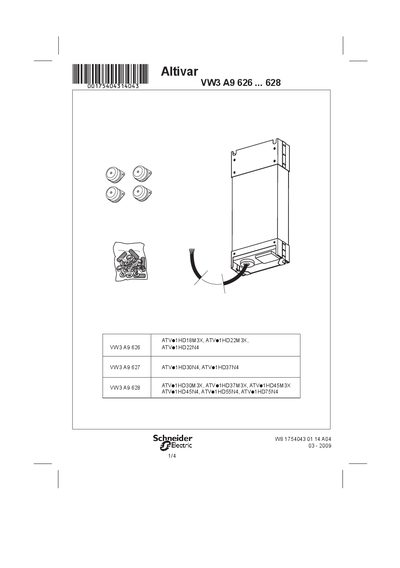 Schneider Altivar VW3 A9 626 ... 628 handbook - cover page