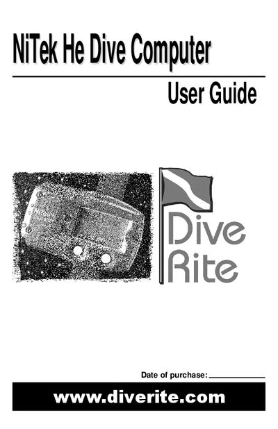 Dive Rite NiTek He Dive Computer User Manual - cover page