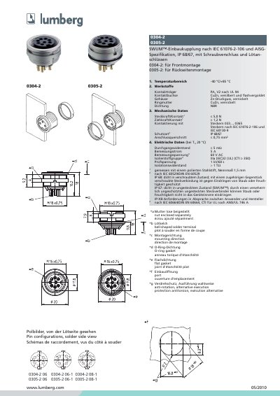 Lumberg 0304-2/0305-2 Circular Connector Handbook - cover page