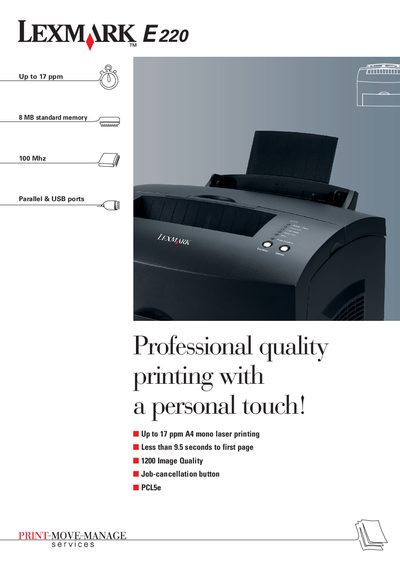 Lexmark E220 Laser Printer User Manual - cover page