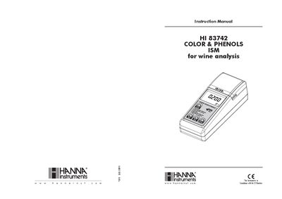 Hanna Instruments HI 83742 Color & Phenols ISM Instruction Manual - cover page