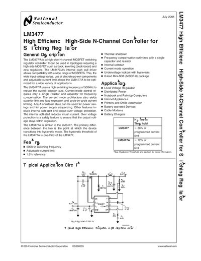 National Semiconductor LM3477 Datasheet - cover page