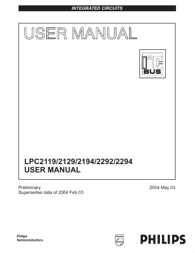 Philips LPC2119/2129/2194/2292/2294 ARM-based Microcontroller User Manual