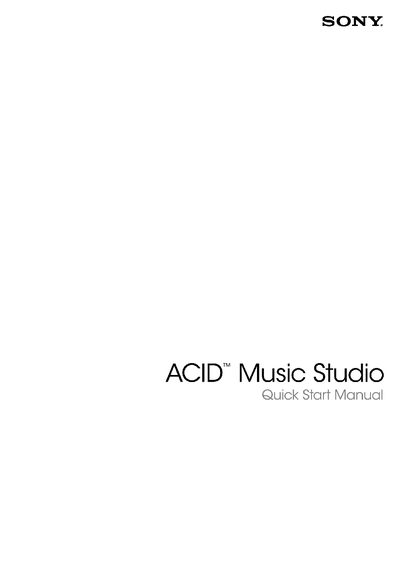 Sony ACID Music Studio Quick Start Guide - cover page
