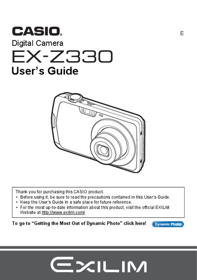 Casio EX-Z330 Digital Camera User's Guide