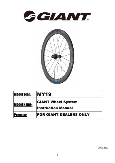 GIANT Wheel System Instruction Manual MY19 - cover page