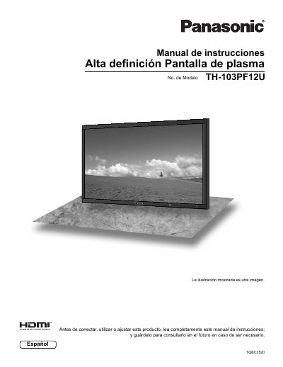 Panasonic TH-103PF12U High Definition Plasma Display Operating Instructions - cover page