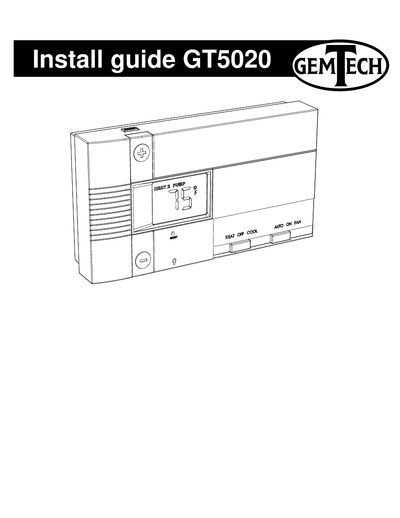 Gemtech GT5020 Thermostat Installation Guide - cover page