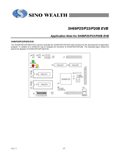 SINO WEALTH SH69P25/P23/P20B EVB Application Note - cover page