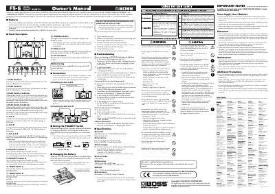 BOSS FS-6 Dual Foot Switch Owner's Manual - cover page