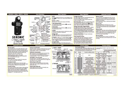 SEKONIC L-758DR/L-758D/L-758Cine DigitalMaster quick Service Manual - cover page