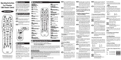 Universal Remote Control UR4U-MDVR2 4-Function Cable Remote Control User Manual - cover page