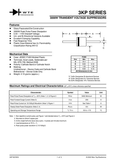 WTE 3KP SERIES DATA SHEET1 - cover page