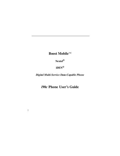 Boost Mobile i90c Phone User Manual - cover page