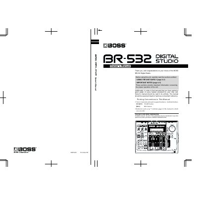 BOSS BR-532 Digital Studio Owner's Manual - cover page