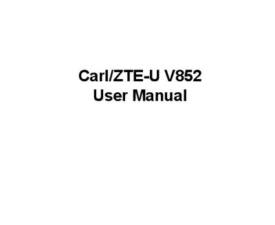 ZTE V852 User Manual - cover page