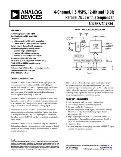 Analog Devices AD7933/AD7934 Datasheet - cover page