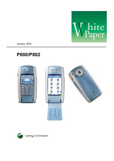 Sony Ericsson P800/P802 White Paper - cover page