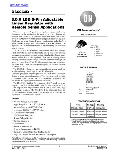 ON Semiconductor CS5253B-1 Datasheet - cover page