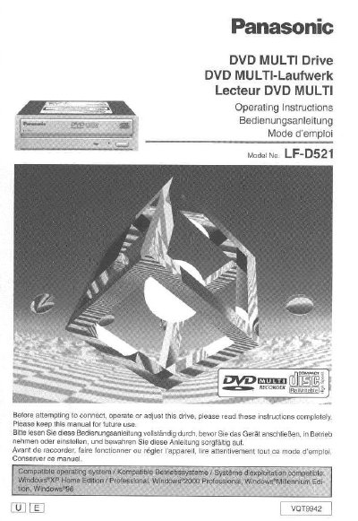 Panasonic LF-D521 DVD Multi Drive Operating Instructions - cover page