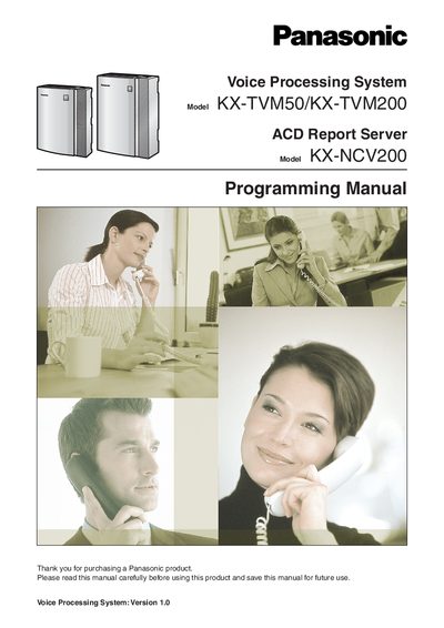Panasonic KX-TVM50/KX-TVM200/KX-NCV200 Programming Manual - cover page
