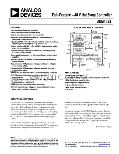 Analog Devices ADM1073 Handbook - cover page