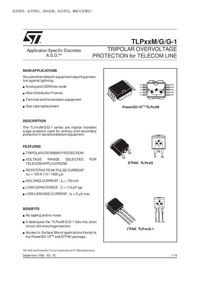 STMicroelectronics TLPxxM/G/G-1 Handbook - cover page