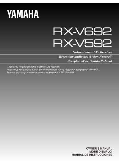 Yamaha RX-V692/RX-V592 AV Receiver Owner's Manual - cover page