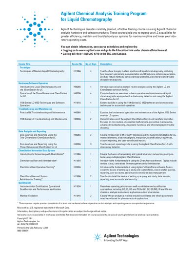 Agilent Chemical Analysis Training Program for Liquid Chromatography Handbook - cover page