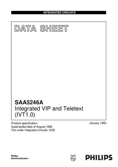 PHILIPS SAA5246A Integrated VIP Teletext (IVT1.0) handbook - cover page