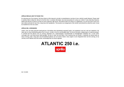 aprilia 854007 ATLANTIC 250 i.e. UK-NL 2006 Manual - cover page