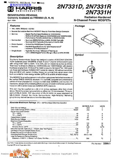 HARRIS Semiconductor 2N7331D 2N7331R 2N7331H handbook - cover page