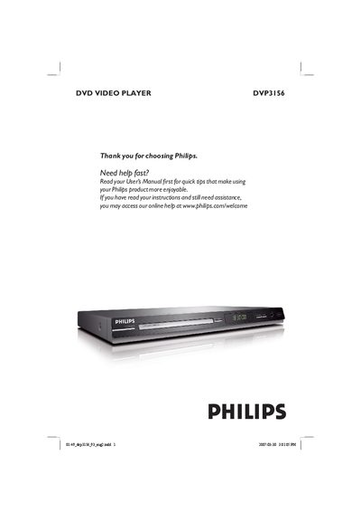 Philips DVP3156 DVD Video Player User Manual
