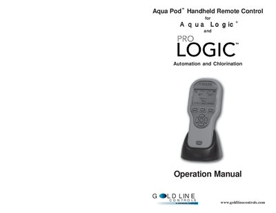 Hayward Aqua Pod Handheld Remote Control Operation Manual - cover page