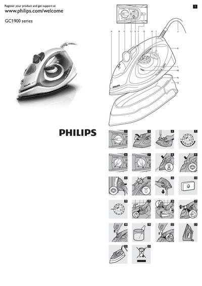 Philips GC1900 Series Steam Iron User Manual - cover page